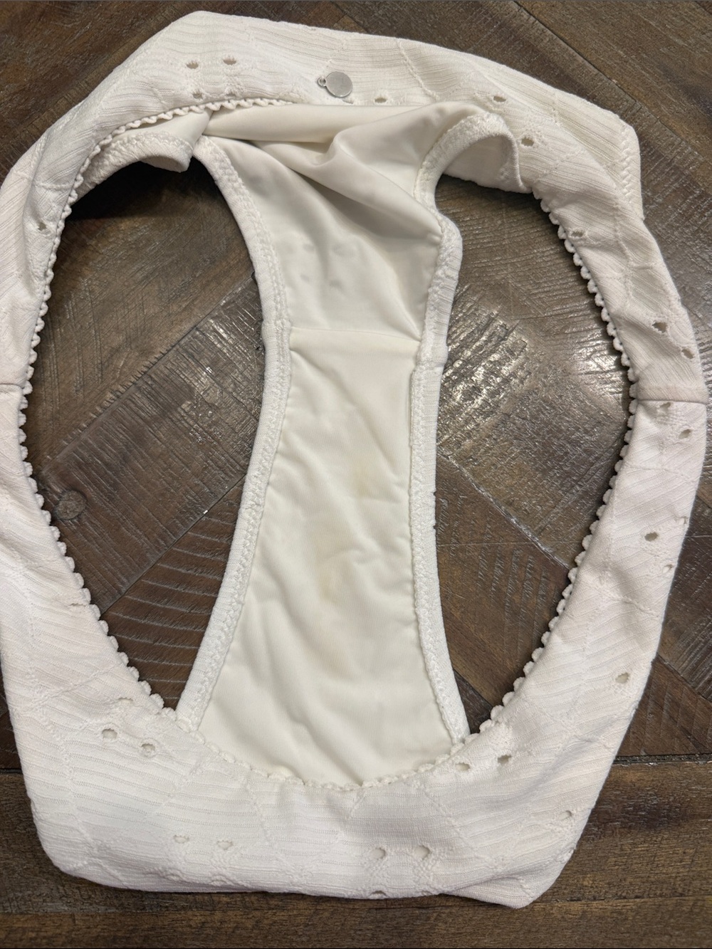 White Ribbed High-Cut Bikini Bottom - Picture 4 of 4
